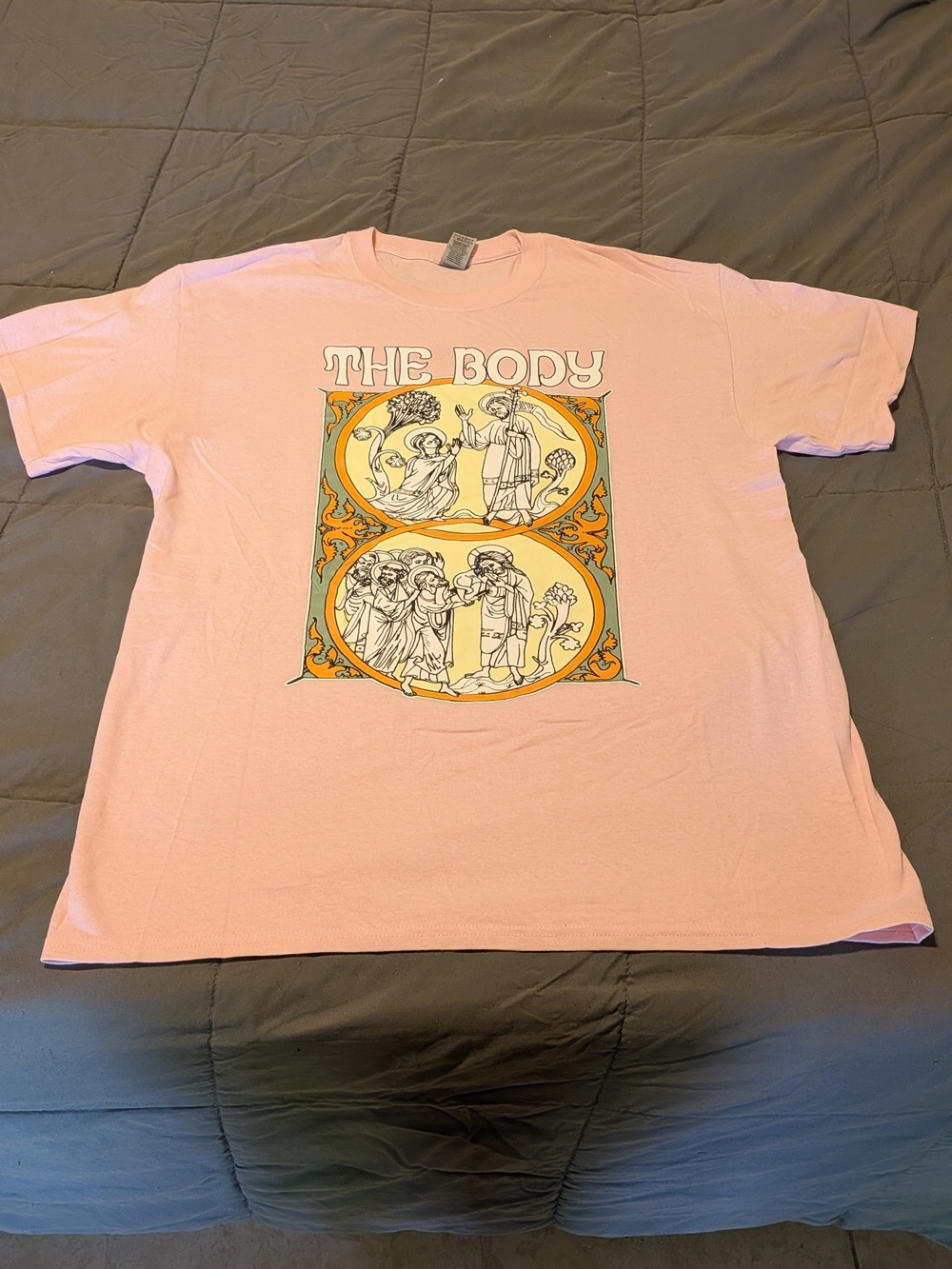 NEW The Body Band Pink Graphic Tee - Soft Pink Men L